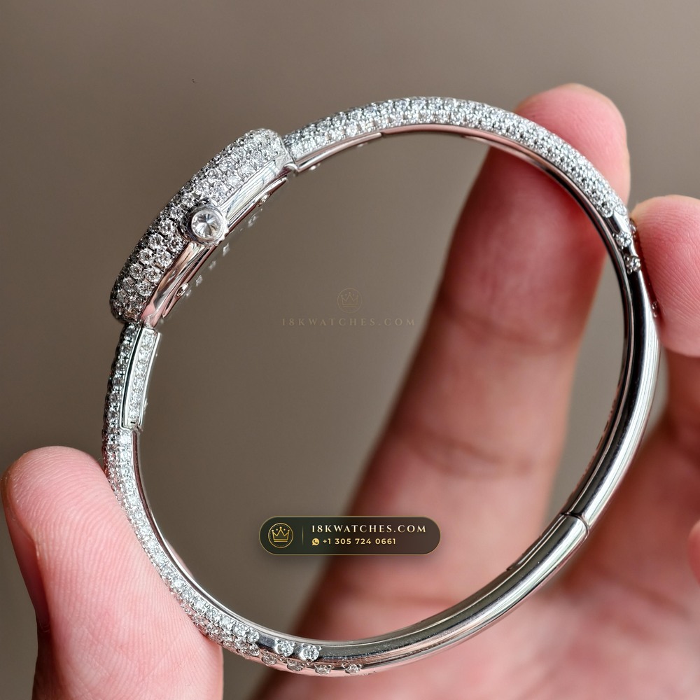 Cartier Baignoire Allongee High Jewelry Diamond Pave 18K White Gold Ref. HPI01773 — Studio Gallery Plate V in 18K White Gold Au750 (62.7g Verified Mass, Cartier Precision Horological Movement)