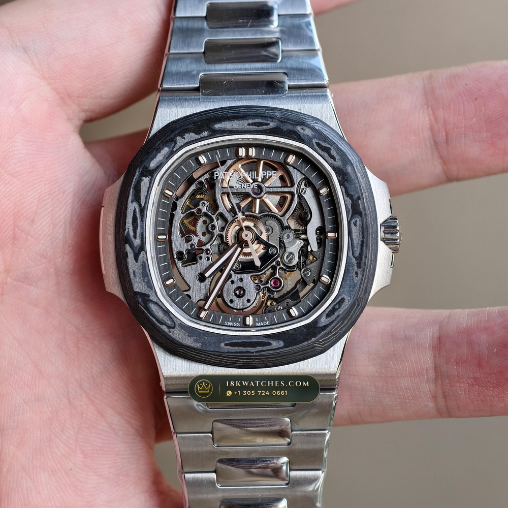 Patek Philippe Nautilus 40mm Openworked Carbon Edition Openworked Skeleton Dial Ref. 5711/1A-010