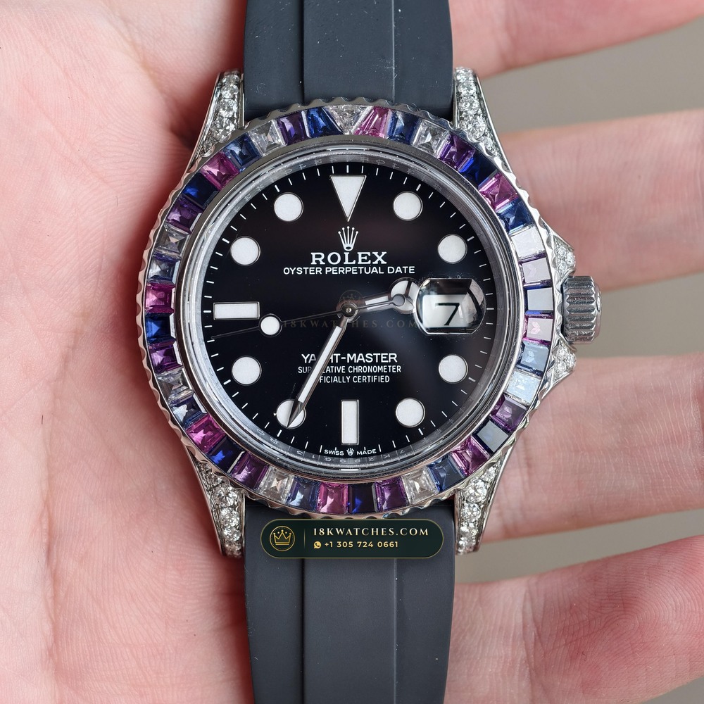 Rolex Yacht-Master 40 Cotton Candy Pink & Blue Sapphire Bezel 18K White Gold Ref. 126679SABR