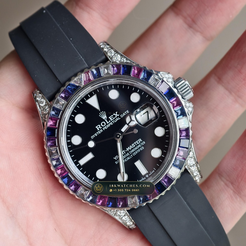 Rolex Yacht-Master 40 Cotton Candy Pink & Blue Sapphire Bezel 18K White Gold Ref. 126679SABR — Studio Gallery Plate II in 18K White Gold Au750 (178.6g Verified Mass, Rolex Manufacture Cal. 3235 - 70h Power Reserve)