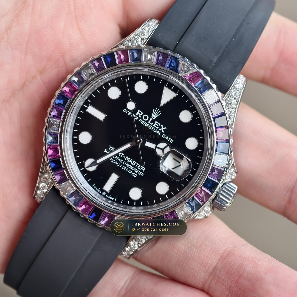 Rolex Yacht-Master 40 Cotton Candy Pink & Blue Sapphire Bezel 18K White Gold Ref. 126679SABR — Studio Gallery Plate III in 18K White Gold Au750 (178.6g Verified Mass, Rolex Manufacture Cal. 3235 - 70h Power Reserve)