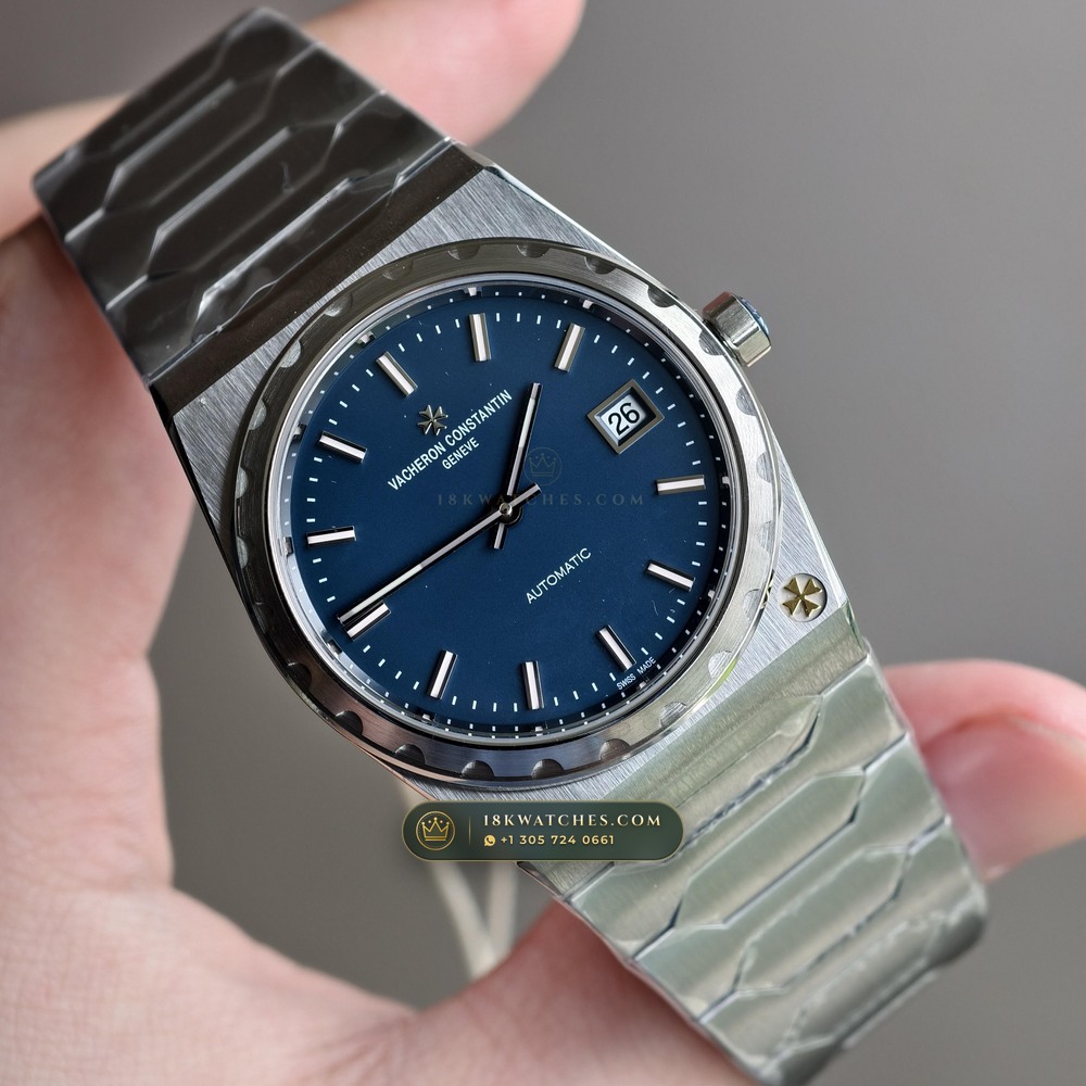 Vacheron Constantin Historiques 222 Jumbo 37mm Blue-Grey Dial Ref. 4200H/222A-B934 — Studio Gallery Plate II in 904L Stainless Steel Custom Architecture (132.5g Verified Mass, Vacheron Constantin Cal. 2455/2 - 22K Gold Rotor)