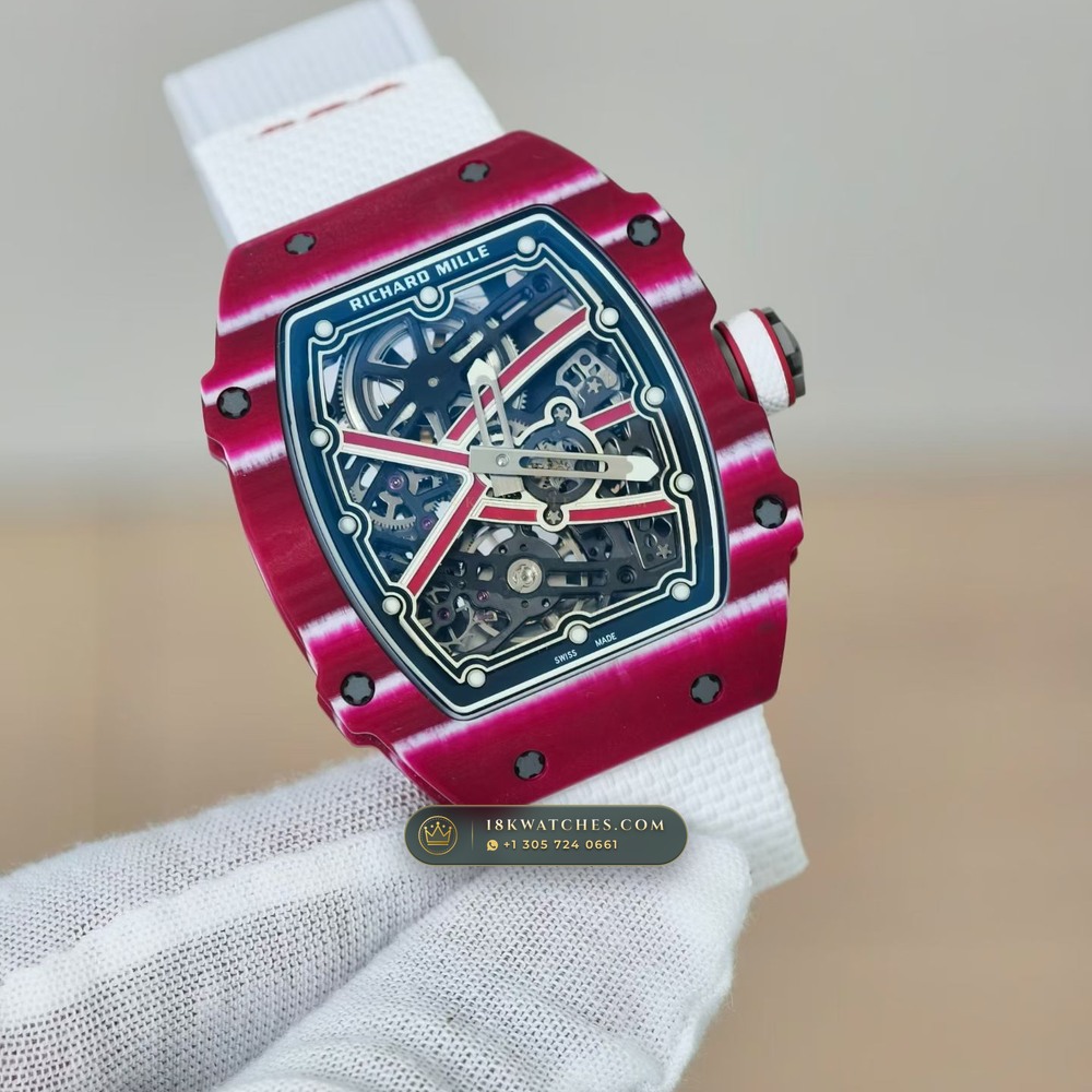 Richard Mille RM 67-02 Automatic Extra-Flat Mutaz Barshim Crimson Quartz TPT 5-Axis CNC Case — Studio Gallery Plate II in Carbon TPT & Grade 5 Titanium (33.2g Verified Mass, Richard Mille Cal. CRMA7 Skeletonized Titanium)