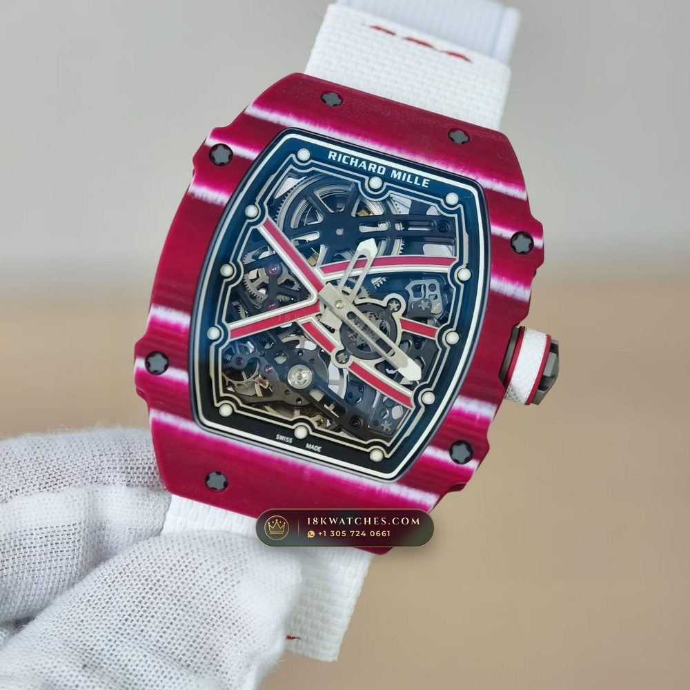 Richard Mille RM 67-02 Automatic Extra-Flat Mutaz Barshim Crimson Quartz TPT 5-Axis CNC Case — Studio Gallery Plate III in Carbon TPT & Grade 5 Titanium (33.2g Verified Mass, Richard Mille Cal. CRMA7 Skeletonized Titanium)