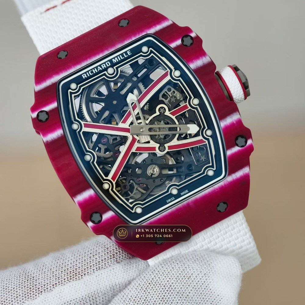 Richard Mille RM 67-02 Automatic Extra-Flat Mutaz Barshim Crimson Quartz TPT 5-Axis CNC Case — Studio Gallery Plate IV in Carbon TPT & Grade 5 Titanium (33.2g Verified Mass, Richard Mille Cal. CRMA7 Skeletonized Titanium)
