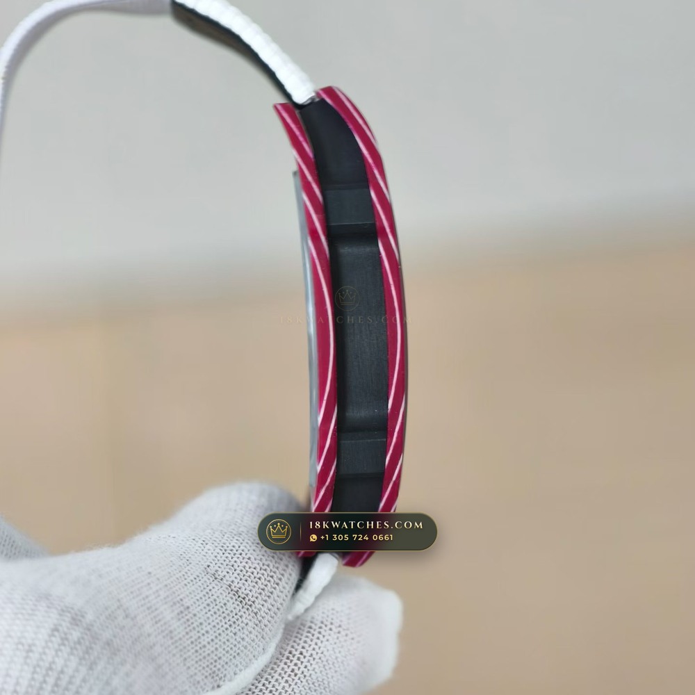 Richard Mille RM 67-02 Automatic Extra-Flat Mutaz Barshim Crimson Quartz TPT 5-Axis CNC Case — Studio Gallery Plate V in Carbon TPT & Grade 5 Titanium (33.2g Verified Mass, Richard Mille Cal. CRMA7 Skeletonized Titanium)