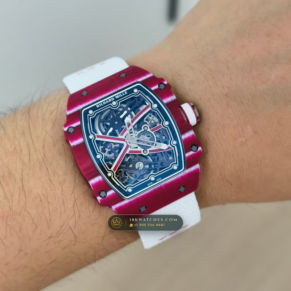 Richard Mille RM 67-02 Automatic Extra-Flat Mutaz Barshim Crimson Quartz TPT 5-Axis CNC Case — Studio Gallery Plate VIII in Carbon TPT & Grade 5 Titanium (33.2g Verified Mass, Richard Mille Cal. CRMA7 Skeletonized Titanium)