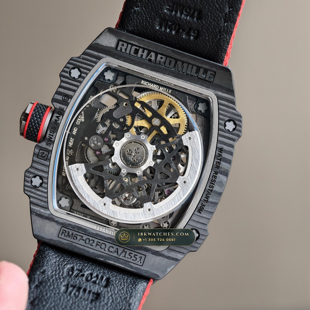 Richard Mille RM 67-02 Automatic Extra-Flat Italy Limited Edition 5-Axis CNC Case — Studio Gallery Plate VII in Carbon TPT & Grade 5 Titanium (33.2g Verified Mass, Richard Mille Cal. CRMA7 Skeletonized Titanium)