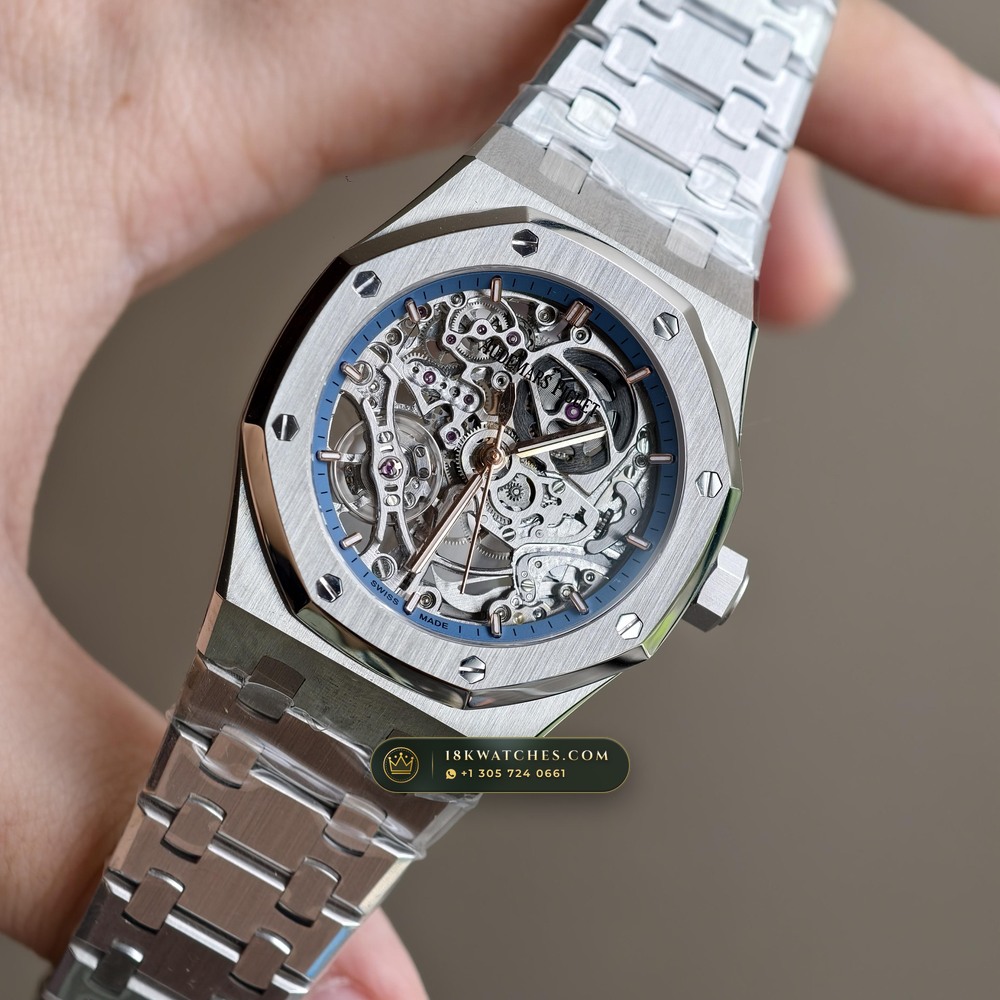 Audemars Piguet Royal Oak Double Balance Wheel Openworked 37mm 18K White Gold Ref. 15467BC.OO.1256BC.01 — Studio Gallery Plate III in 18K White Gold Au750 (184.3g Verified Mass, Audemars Piguet Cal. 3132 Dual-Balance Openworked)