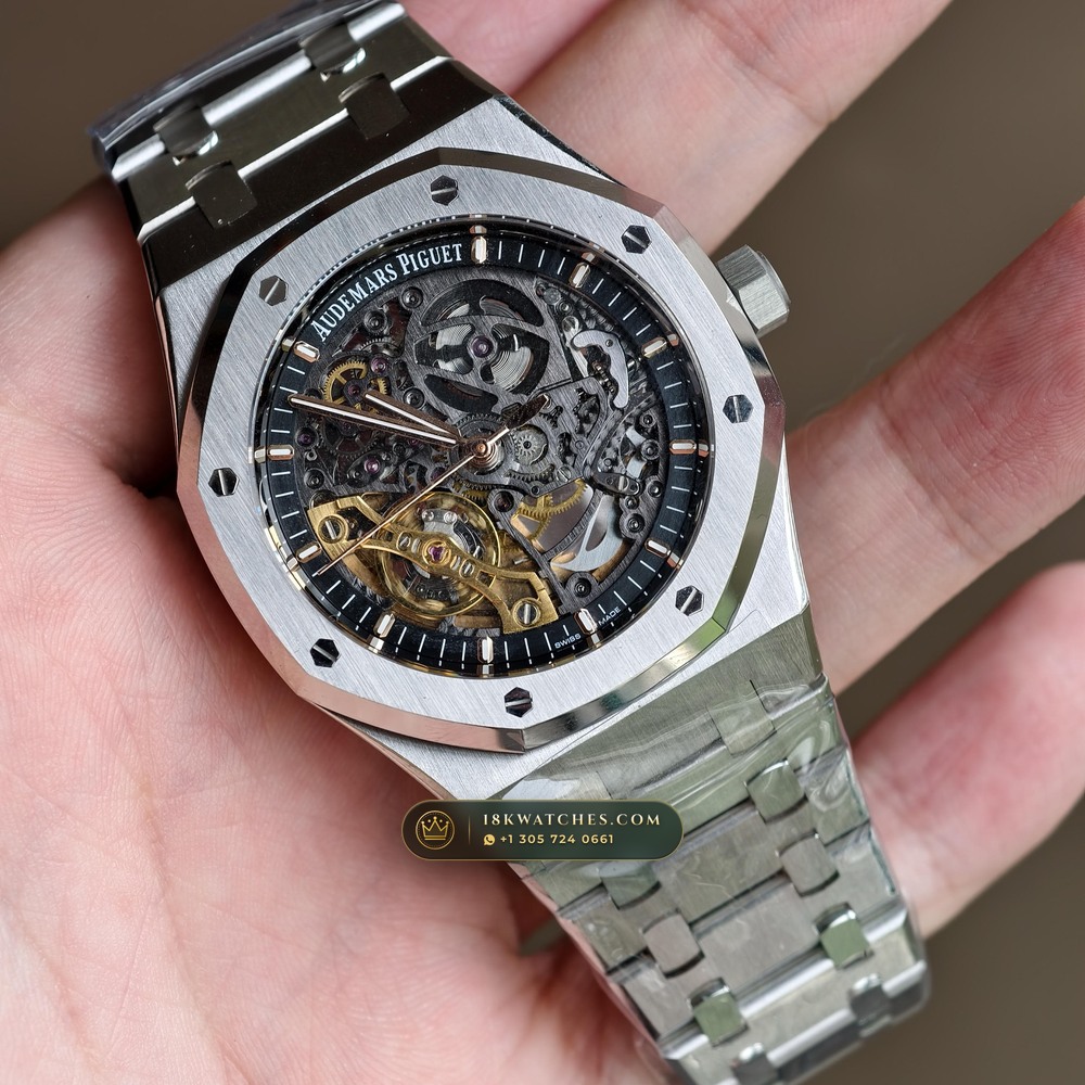 Audemars Piguet Royal Oak Double Balance Wheel Openworked 41mm Free-Sprung Calibre 5-Axis CNC Case Ref. 15407ST.OO.1220ST.01 — Studio Gallery Plate II in 904L Stainless Steel Custom Architecture (162.1g Verified Mass, Audemars Piguet Cal. 3132 Dual-Balance Openworked)