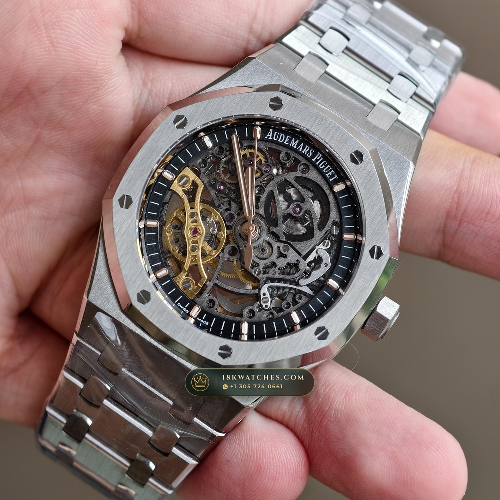 Audemars Piguet Royal Oak Double Balance Wheel Openworked 41mm Free-Sprung Calibre 5-Axis CNC Case Ref. 15407ST.OO.1220ST.01 — Studio Gallery Plate III in 904L Stainless Steel Custom Architecture (162.1g Verified Mass, Audemars Piguet Cal. 3132 Dual-Balance Openworked)