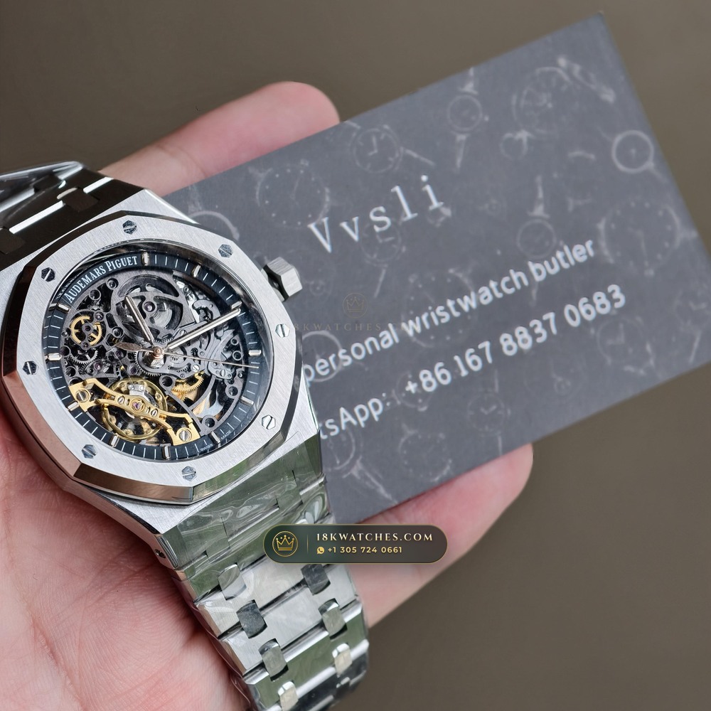 Audemars Piguet Royal Oak Double Balance Wheel Openworked 41mm Free-Sprung Calibre 5-Axis CNC Case Ref. 15407ST.OO.1220ST.01 — Studio Gallery Plate IX in 904L Stainless Steel Custom Architecture (162.1g Verified Mass, Audemars Piguet Cal. 3132 Dual-Balance Openworked)