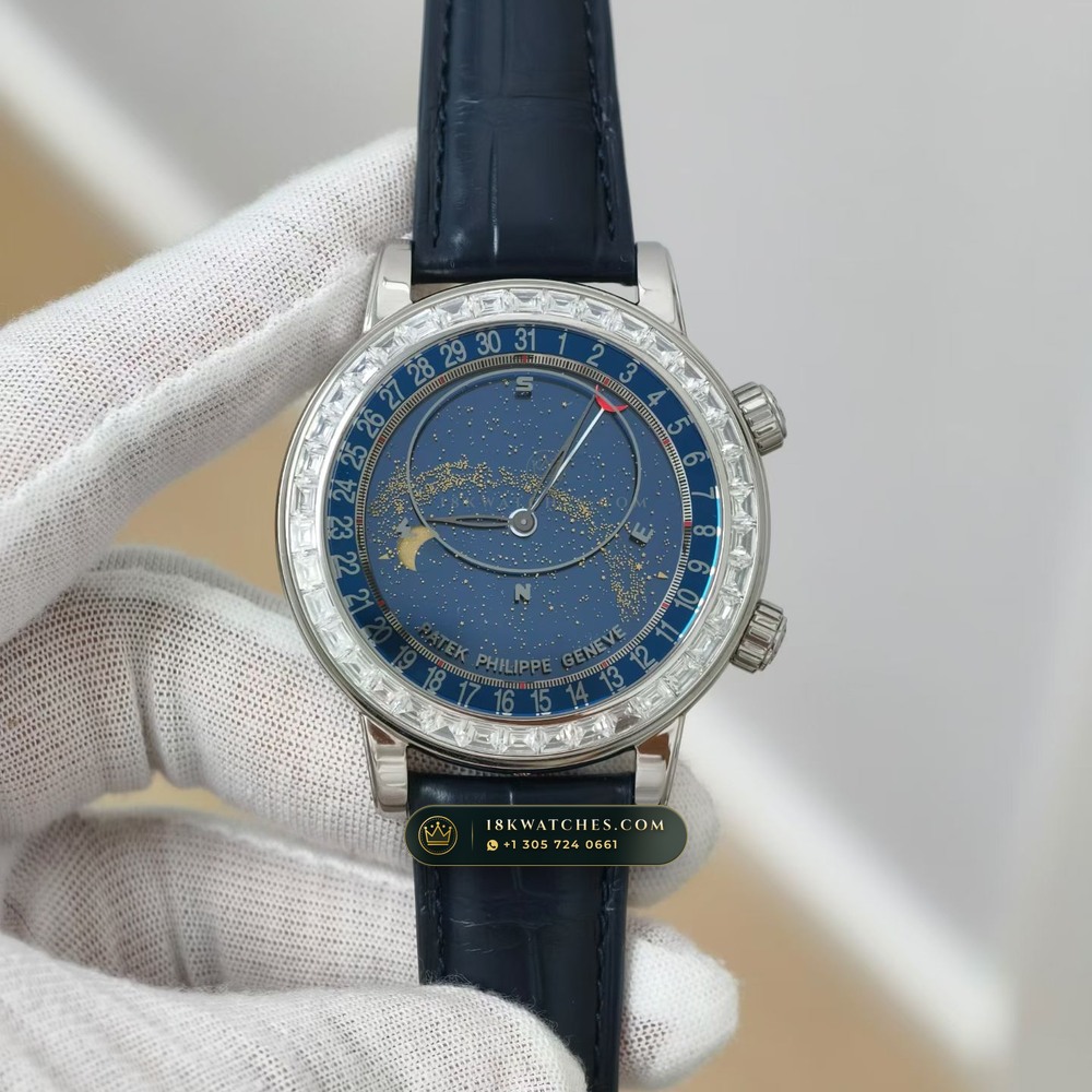 Patek Philippe Grand Complications Sky Moon Celestial Diamond-Set Bezel 18K White Gold Ref. 6104G