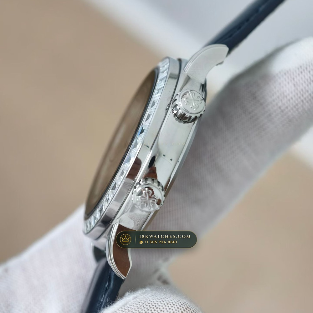 Patek Philippe Grand Complications Sky Moon Celestial Diamond-Set Bezel 18K White Gold Ref. 6104G — Studio Gallery Plate VI in 18K White Gold Au750 (128.3g Verified Mass, Patek Philippe Cal. 240 LU CL C - 22K Gold Micro-Rotor)