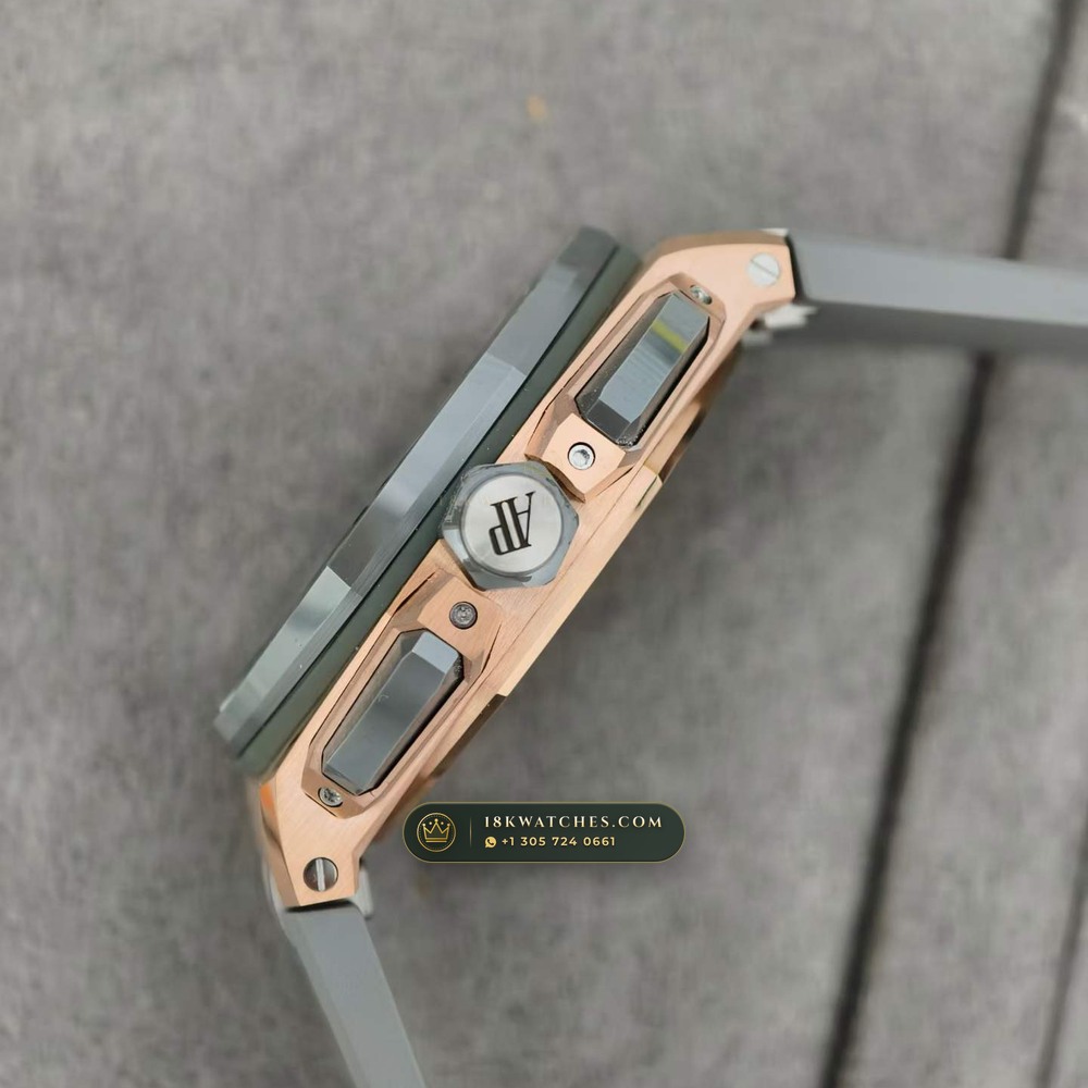 Audemars Piguet Royal Oak Offshore Selfwinding Chronograph 43mm 18K Rose Gold Ref. 26420OI.OO.A015VE.01 — Studio Gallery Plate V in 18K Rose Gold Au750 (184.3g Verified Mass, Audemars Piguet Cal. 4401 Flyback Chronograph)