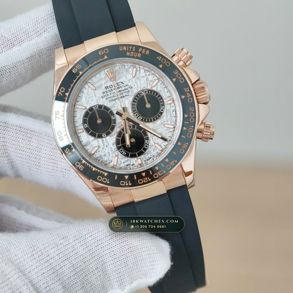 Rolex Cosmograph Daytona Gibeon Meteorite Dial & Oysterflex 18K Everose Gold Ref. 126515LN — Studio Gallery Plate II in 18K Rose Gold Au750 (160.8g Verified Mass, Rolex Manufacture Cal. 4131 - 72h Power Reserve)