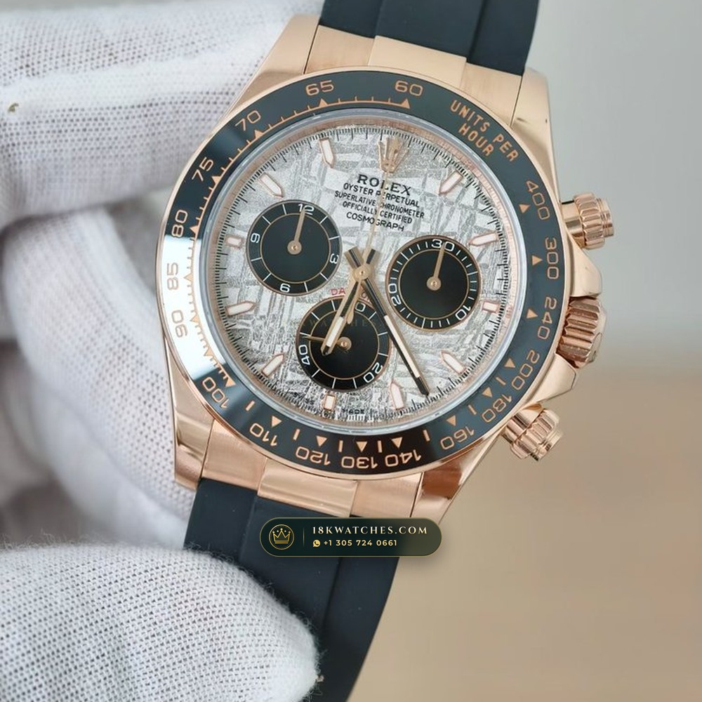 Rolex Cosmograph Daytona Gibeon Meteorite Dial & Oysterflex 18K Everose Gold Ref. 126515LN — Studio Gallery Plate III in 18K Rose Gold Au750 (160.8g Verified Mass, Rolex Manufacture Cal. 4131 - 72h Power Reserve)