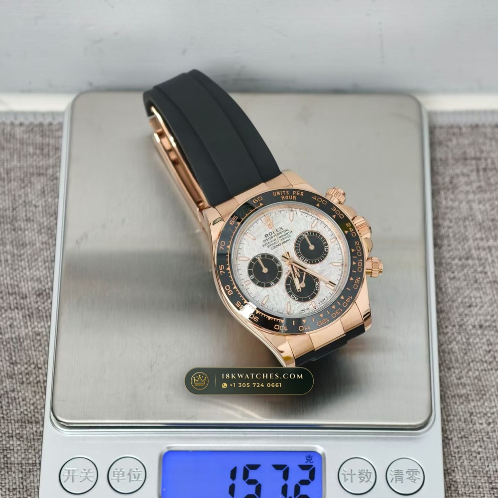 Rolex Cosmograph Daytona Gibeon Meteorite Dial & Oysterflex 18K Everose Gold Ref. 126515LN — Studio Gallery Plate VIII in 18K Rose Gold Au750 (160.8g Verified Mass, Rolex Manufacture Cal. 4131 - 72h Power Reserve)