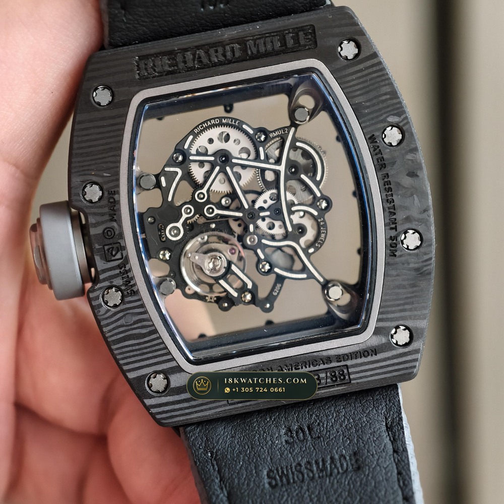 Richard Mille RM 055 Bubba Watson Manual Winding Dark Legend Carbon TPT — Studio Gallery Plate VI in Carbon TPT & Grade 5 Titanium (66.2g Verified Mass, Richard Mille Cal. RMUL2 Grade 5 Titanium Skeleton)