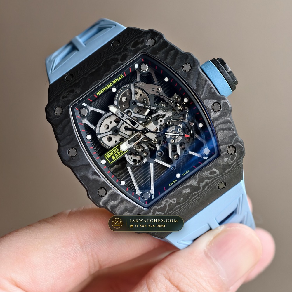 Richard Mille RM 35-01 Rafael Nadal Manual Winding Geneva Atelier Spec — Studio Gallery Plate II in Carbon TPT & Grade 5 Titanium (50.1g Verified Mass, Richard Mille Cal. RMUL3 Grade 5 Titanium Skeleton)