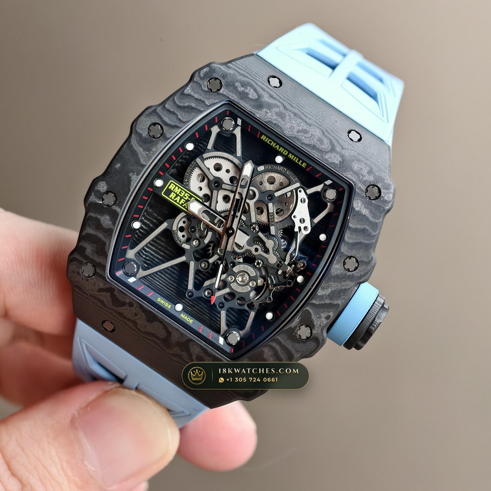 Richard Mille RM 35-01 Rafael Nadal Manual Winding Geneva Atelier Spec — Studio Gallery Plate III in Carbon TPT & Grade 5 Titanium (50.1g Verified Mass, Richard Mille Cal. RMUL3 Grade 5 Titanium Skeleton)