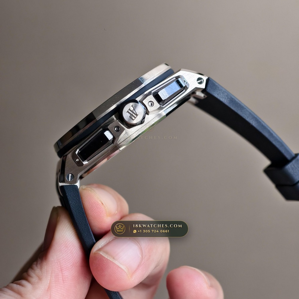 Audemars Piguet Royal Oak Offshore Selfwinding Chronograph 43mm Ref. 26420TI.OO.A027CA.01 — Studio Gallery Plate III in Grade 5 Titanium Monobloc (131.8g Verified Mass, Audemars Piguet Cal. 4401 Flyback Chronograph)