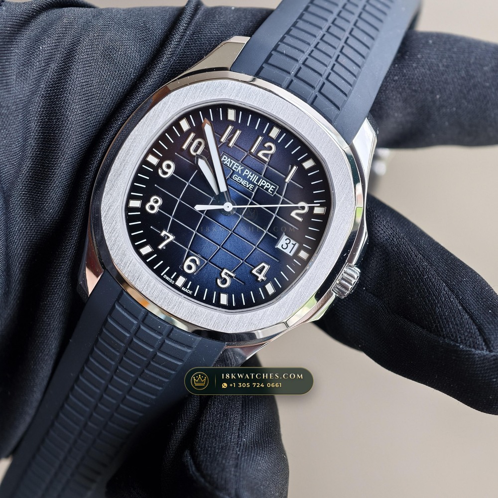 Patek Philippe Aquanaut Jumbo 42.2mm 18K White Gold Ref. 5168G-001 — Studio Gallery Plate III in 18K White Gold Au750 (120.1g Verified Mass, Patek Philippe Cal. 324 S C - 21K Gold Rotor)