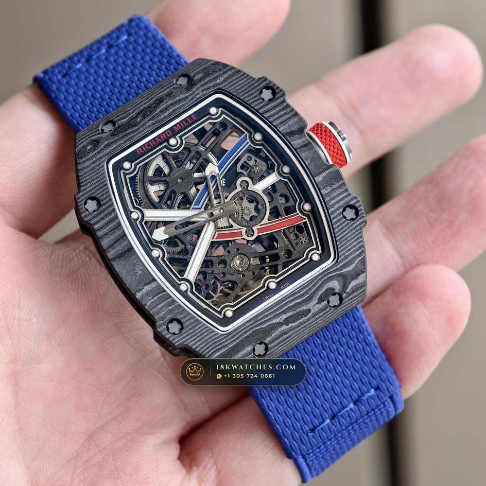 Richard Mille RM 67-02 Automatic Extra-Flat Sebastien Ogier Carbon TPT Free-Sprung Calibre 5-Axis CNC Case — Studio Gallery Plate II in Carbon TPT & Grade 5 Titanium (33.4g Verified Mass, Richard Mille Cal. CRMA7 Skeletonized Titanium)