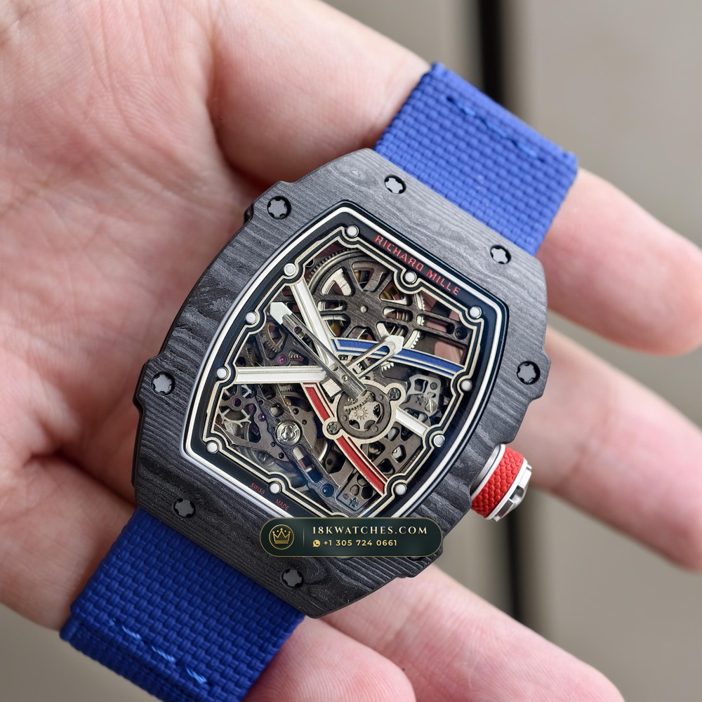 Richard Mille RM 67-02 Automatic Extra-Flat Sebastien Ogier Carbon TPT Free-Sprung Calibre 5-Axis CNC Case — Studio Gallery Plate III in Carbon TPT & Grade 5 Titanium (33.4g Verified Mass, Richard Mille Cal. CRMA7 Skeletonized Titanium)