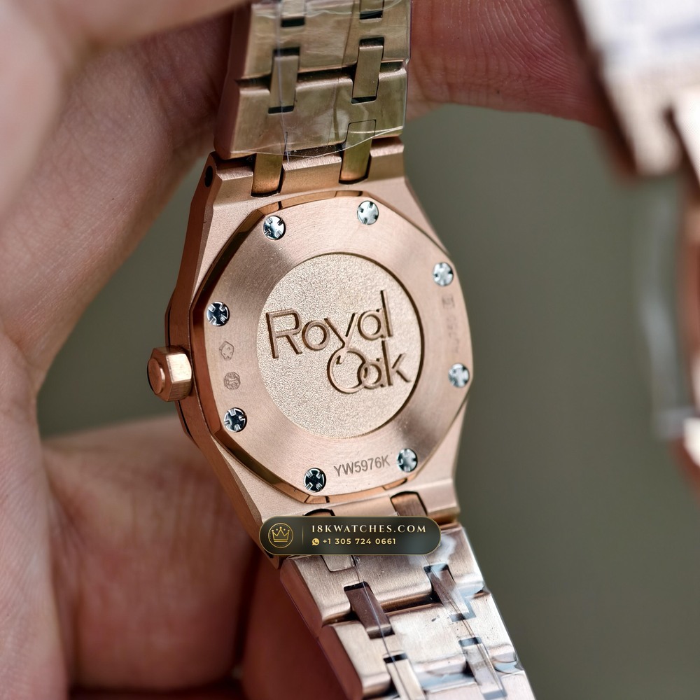 Audemars Piguet Royal Oak Mini Frosted Gold 23mm 18K Rose Gold Ref. 67630OR.GG.1312OR.01 — Studio Gallery Plate VI in 18K Rose Gold Au750 (73.7g Verified Mass, Audemars Piguet Cal. 2730)