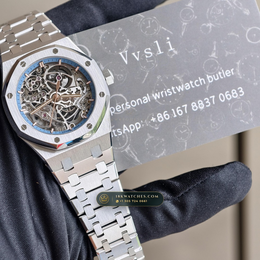 Audemars Piguet Royal Oak Double Balance Wheel Openworked 37mm 18K White Gold 5-Axis CNC Case Ref. 15467BC.OO.1256BC.01 — Studio Gallery Plate VII in 18K White Gold Au750 (184.4g Verified Mass, Audemars Piguet Cal. 3132 Dual-Balance Openworked)