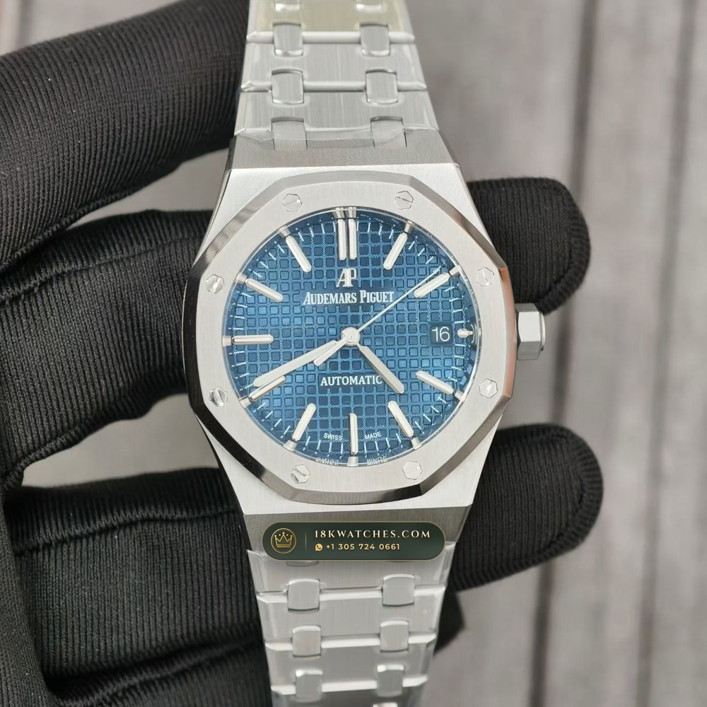 Audemars Piguet Royal Oak Selfwinding 37mm Custom Tapestry Dial Deep Crystal Optics Ref. 15450ST — Studio Gallery Plate II in 904L Stainless Steel Custom Architecture (132.6g Verified Mass, Audemars Piguet Cal. 3120 / Cal. 5900)
