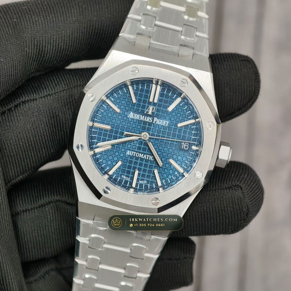 Audemars Piguet Royal Oak Selfwinding 37mm Custom Tapestry Dial Deep Crystal Optics Ref. 15450ST — Studio Gallery Plate III in 904L Stainless Steel Custom Architecture (132.6g Verified Mass, Audemars Piguet Cal. 3120 / Cal. 5900)