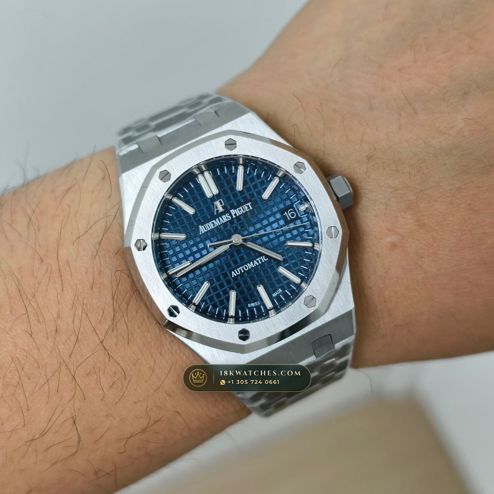 Audemars Piguet Royal Oak Selfwinding 37mm Custom Tapestry Dial Deep Crystal Optics Ref. 15450ST — Studio Gallery Plate VIII in 904L Stainless Steel Custom Architecture (132.6g Verified Mass, Audemars Piguet Cal. 3120 / Cal. 5900)