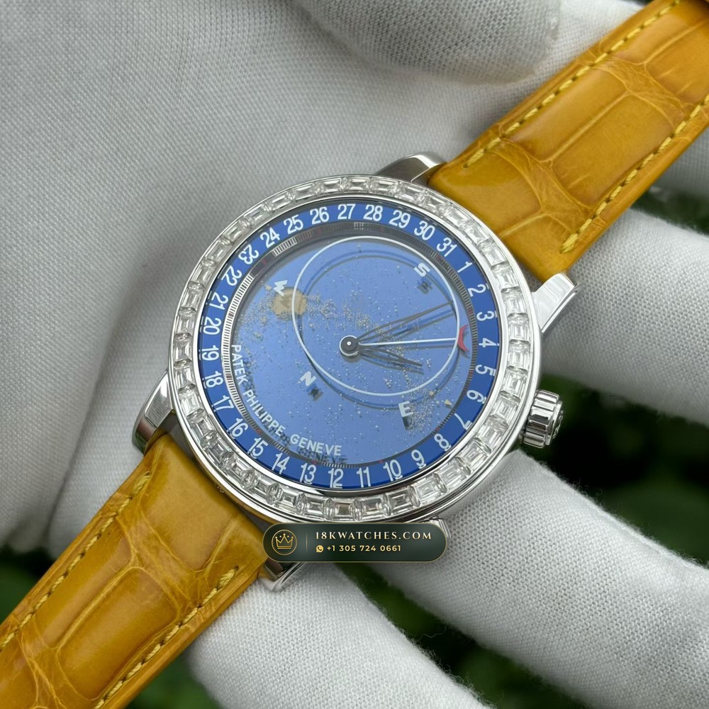 Patek Philippe Grand Complications Sky Moon Celestial Diamond-Set Bezel 18K White Gold Ref. 6102G — Studio Gallery Plate II in 18K White Gold Au750 (128.4g Verified Mass, Patek Philippe Cal. 240 LU CL C - 22K Gold Micro-Rotor)