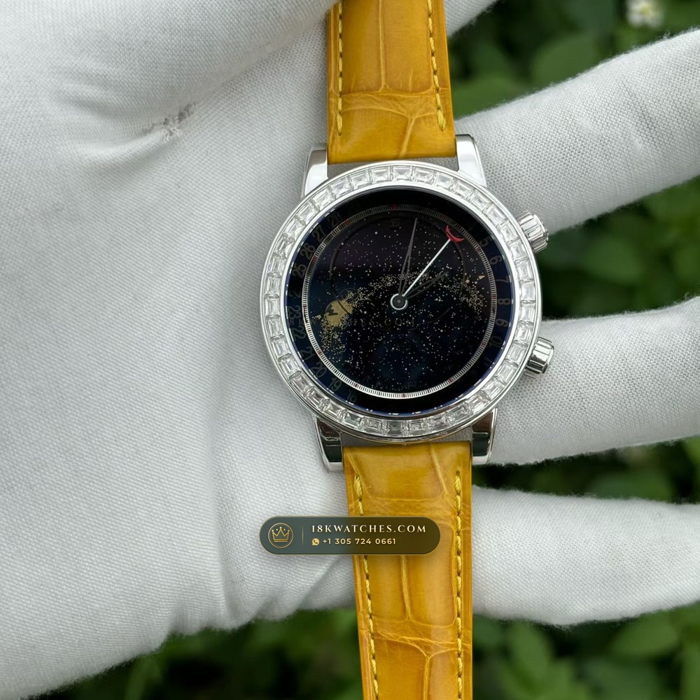 Patek Philippe Grand Complications Sky Moon Celestial Diamond-Set Bezel 18K White Gold Ref. 6102G — Studio Gallery Plate V in 18K White Gold Au750 (128.4g Verified Mass, Patek Philippe Cal. 240 LU CL C - 22K Gold Micro-Rotor)