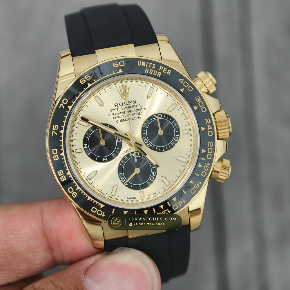 Rolex Cosmograph Daytona 18K Yellow Gold Chronometer Regulated Spec Ref. 126518LN — Studio Gallery Plate III in 18K Yellow Gold Au750 (160.9g Verified Mass, Rolex Manufacture Cal. 4131 - 72h Power Reserve)