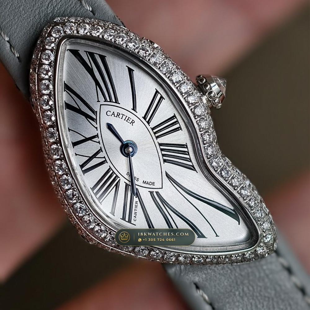 Cartier Crash de Cartier London Boutique Diamond Bezel 950 Platinum Ref. CRWHCH0006 — Studio Gallery Plate IV in 950 Platinum Pt950 (73.7g Verified Mass, Cartier Manufacture Hand-Wound Cal. 8970 MC)