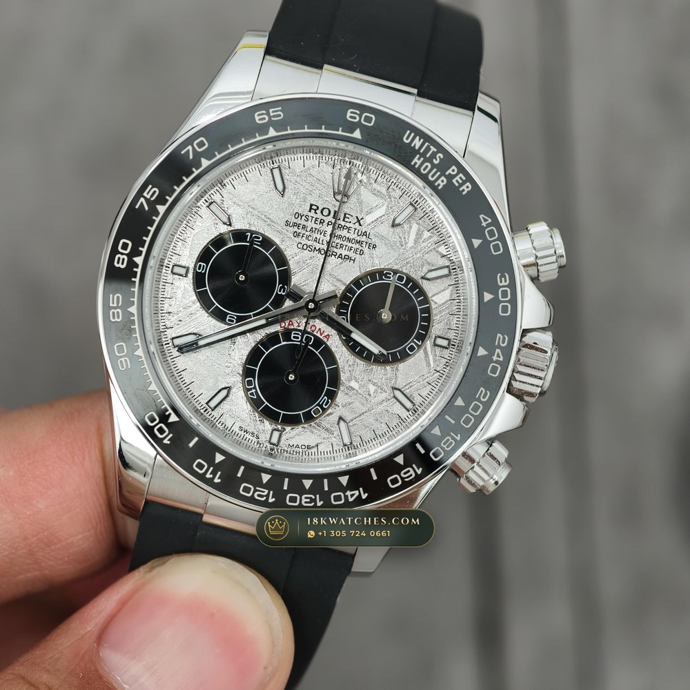 Rolex Cosmograph Daytona Gibeon Meteorite Dial 18K White Gold Geneva Atelier Spec Ref. 126519LN — Studio Gallery Plate III in 18K White Gold Au750 (160.7g Verified Mass, Rolex Manufacture Cal. 4131 - 72h Power Reserve)