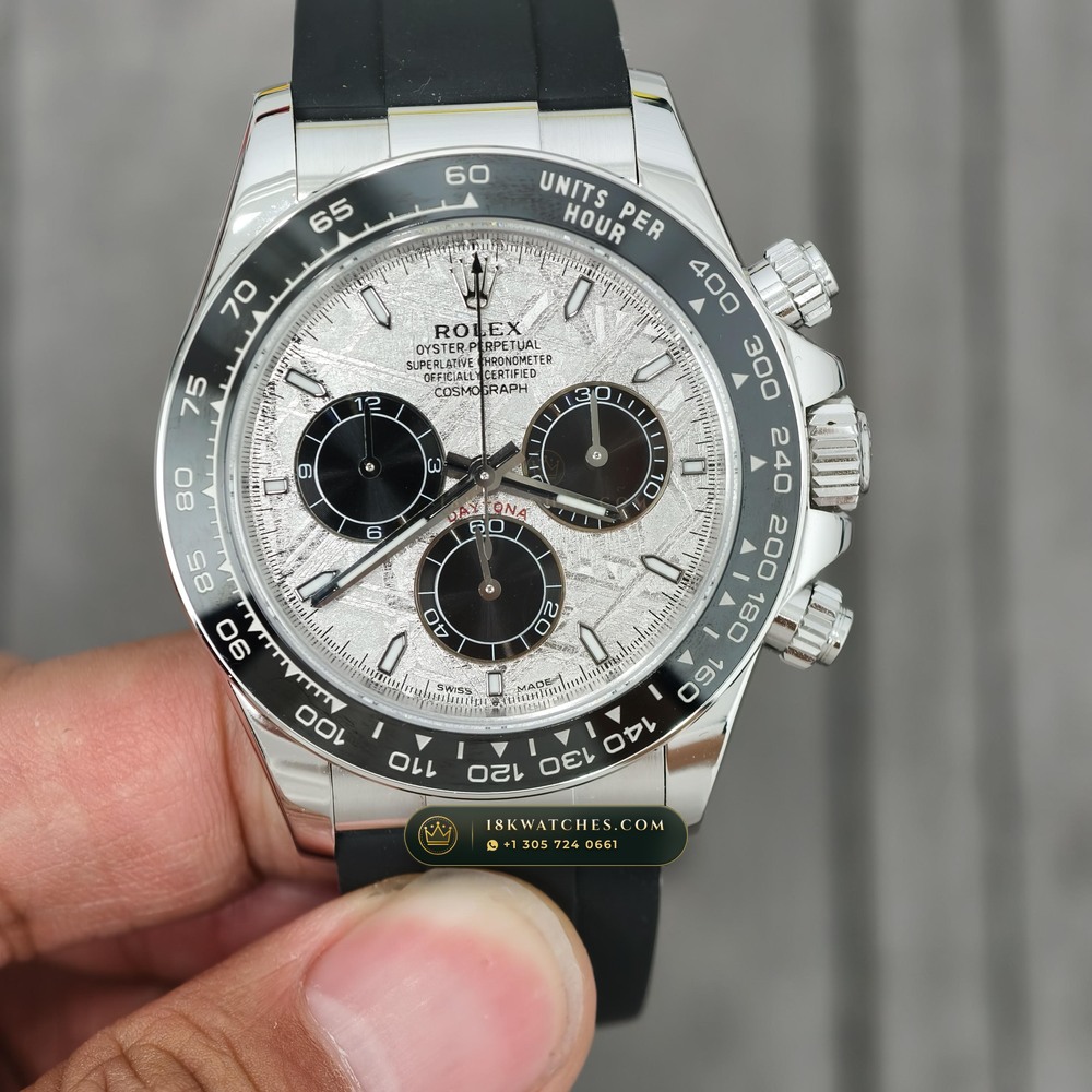 Rolex Cosmograph Daytona Gibeon Meteorite Dial 18K White Gold Geneva Atelier Spec Ref. 126519LN — Studio Gallery Plate V in 18K White Gold Au750 (160.7g Verified Mass, Rolex Manufacture Cal. 4131 - 72h Power Reserve)