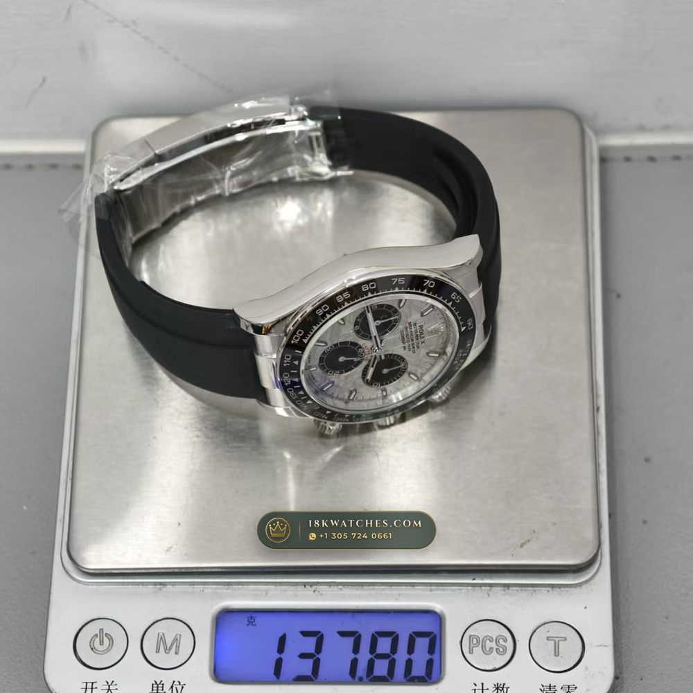 Rolex Cosmograph Daytona Gibeon Meteorite Dial 18K White Gold Geneva Atelier Spec Ref. 126519LN — Studio Gallery Plate VIII in 18K White Gold Au750 (160.7g Verified Mass, Rolex Manufacture Cal. 4131 - 72h Power Reserve)