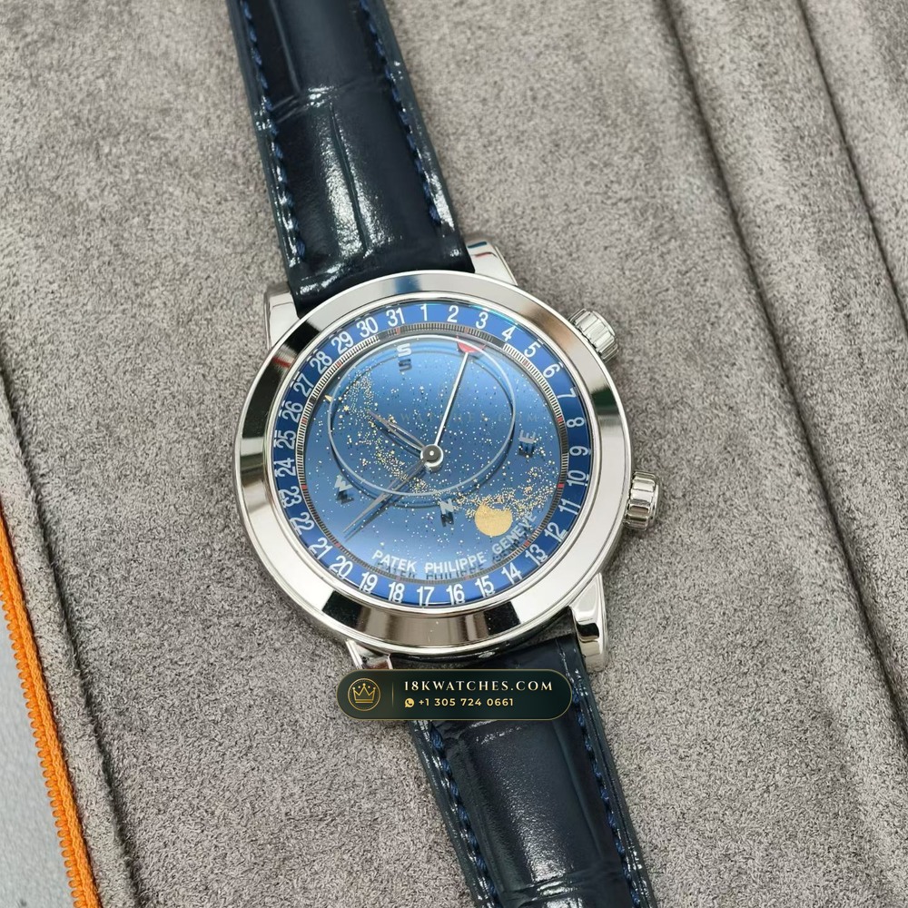 Patek Philippe Grand Complications Sky Moon Celestial 950 Platinum Ref. 6102P-001 — Studio Gallery Plate II in 950 Platinum Pt950 (147.9g Verified Mass, Patek Philippe Cal. 240 LU CL C - 22K Gold Micro-Rotor)