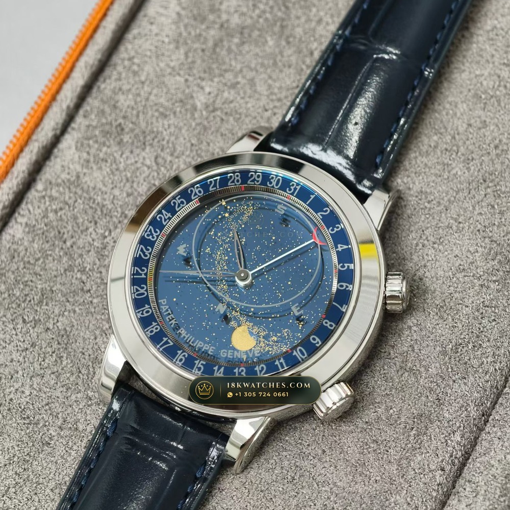 Patek Philippe Grand Complications Sky Moon Celestial 950 Platinum Ref. 6102P-001 — Studio Gallery Plate III in 950 Platinum Pt950 (147.9g Verified Mass, Patek Philippe Cal. 240 LU CL C - 22K Gold Micro-Rotor)