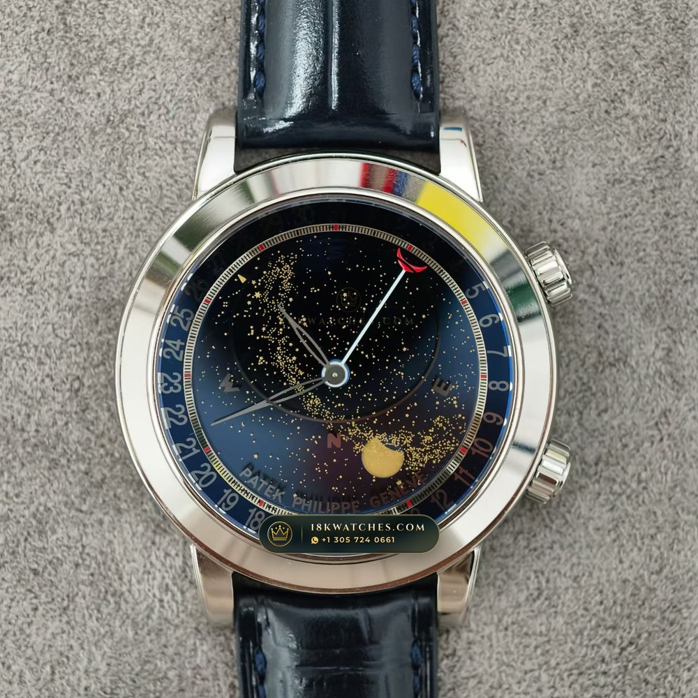 Patek Philippe Grand Complications Sky Moon Celestial 950 Platinum Ref. 6102P-001 — Studio Gallery Plate IV in 950 Platinum Pt950 (147.9g Verified Mass, Patek Philippe Cal. 240 LU CL C - 22K Gold Micro-Rotor)