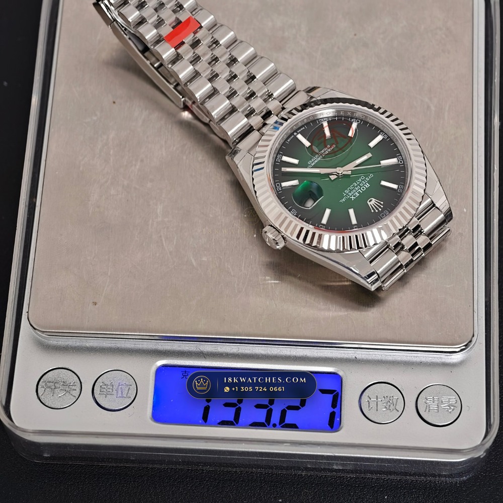 Rolex Datejust 41 Graduated Green Ombre Sunray Dial Ref. 126334 — Studio Gallery Plate XI in 904L Stainless Steel Custom Architecture (136.7g Verified Mass, Rolex Manufacture Cal. 3235 - 70h Power Reserve)