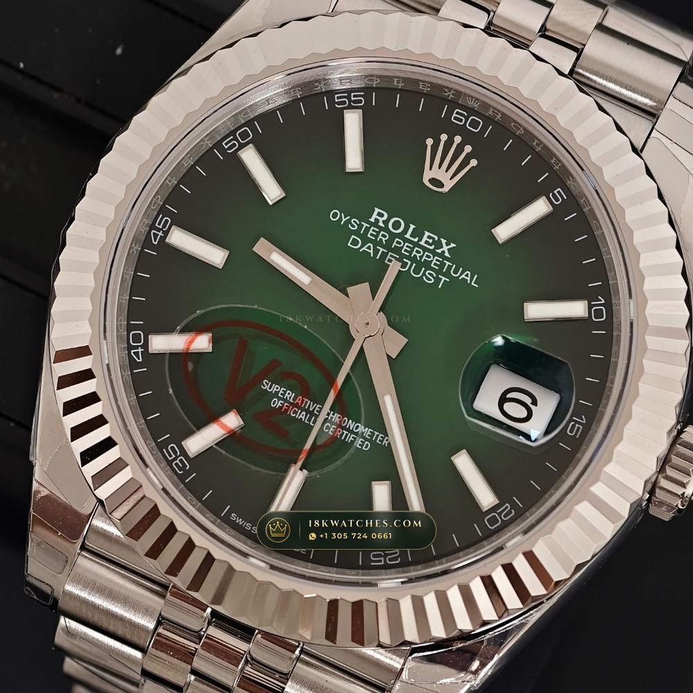 Rolex Datejust 41 Graduated Green Ombre Sunray Dial Ref. 126334 — Studio Gallery Plate III in 904L Stainless Steel Custom Architecture (136.7g Verified Mass, Rolex Manufacture Cal. 3235 - 70h Power Reserve)