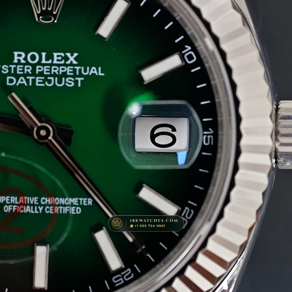 Rolex Datejust 41 Graduated Green Ombre Sunray Dial Ref. 126334 — Studio Gallery Plate IV in 904L Stainless Steel Custom Architecture (136.7g Verified Mass, Rolex Manufacture Cal. 3235 - 70h Power Reserve)