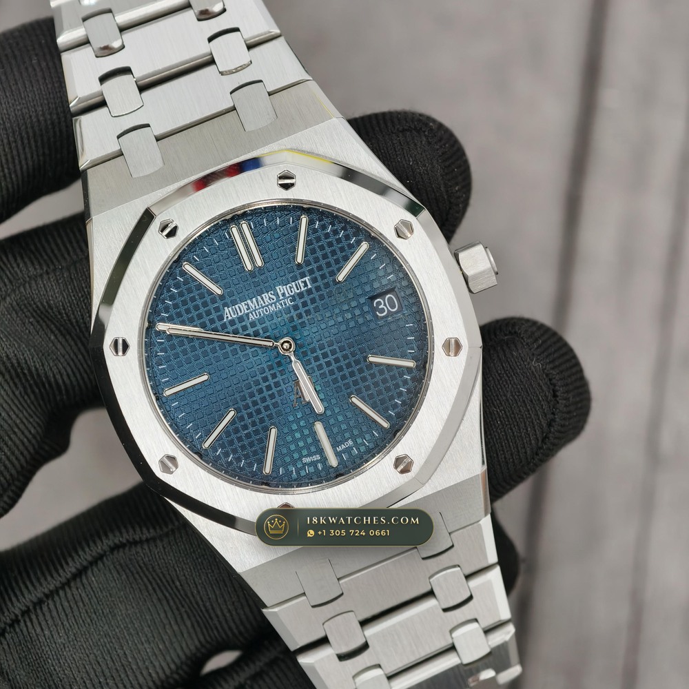 Audemars Piguet Royal Oak Jumbo Extra-Thin 39mm Custom Tapestry Dial Ref. 15202ST — Studio Gallery Plate II in 904L Stainless Steel Custom Architecture (103.4g Verified Mass, Audemars Piguet Cal. 2121 Ultra-Thin)