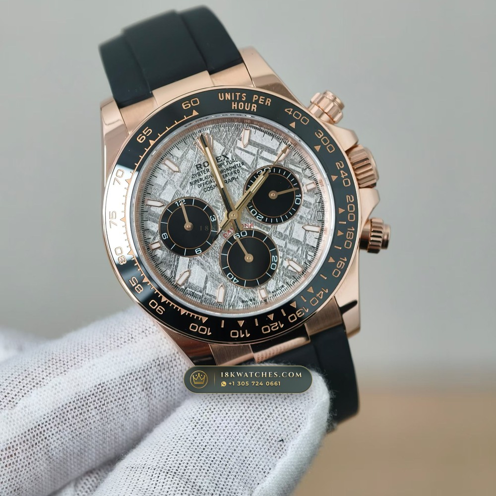 Rolex Cosmograph Daytona Gibeon Meteorite Dial 18K Everose Gold Ref. 126515 — Studio Gallery Plate II in 18K Rose Gold Au750 (160.9g Verified Mass, Rolex Manufacture Cal. 4131 - 72h Power Reserve)