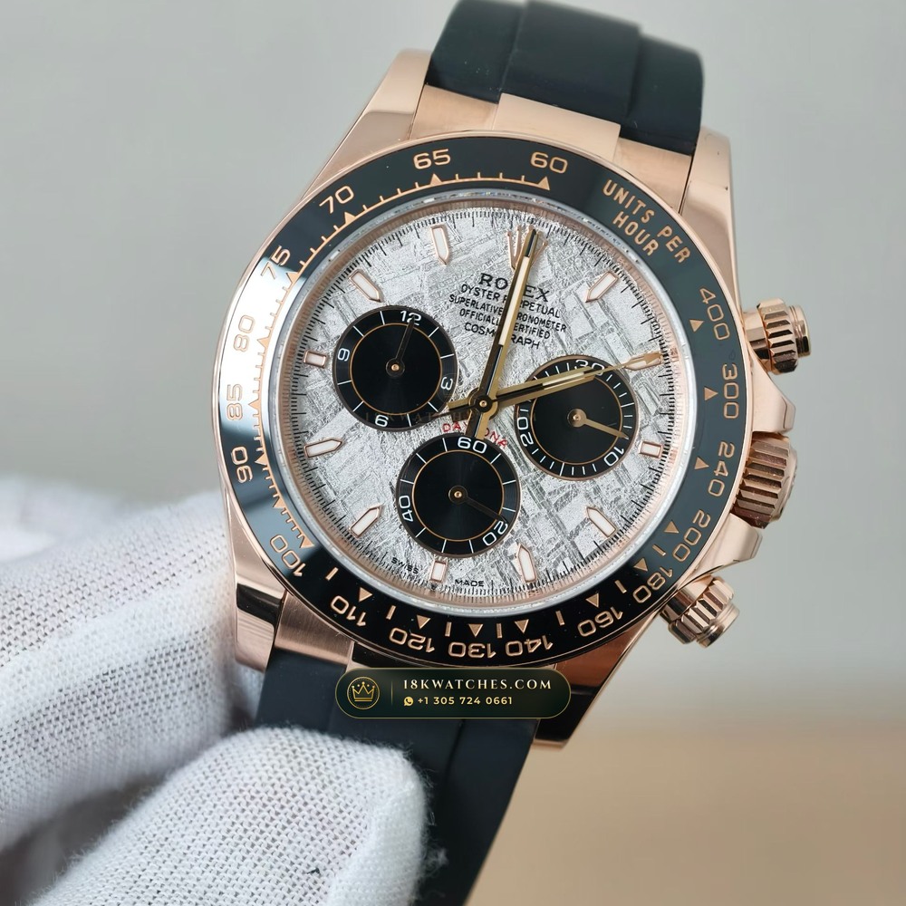 Rolex Cosmograph Daytona Gibeon Meteorite Dial 18K Everose Gold Ref. 126515 — Studio Gallery Plate III in 18K Rose Gold Au750 (160.9g Verified Mass, Rolex Manufacture Cal. 4131 - 72h Power Reserve)